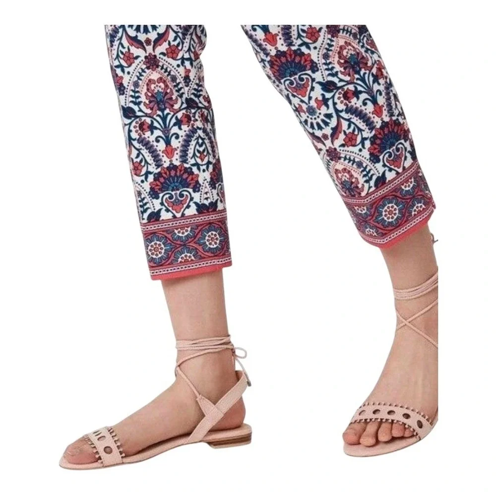 Ann Taylor LOFT Marisa Pants Womens 4 Multicolor Paisley Ankle Crop Stretch Boho